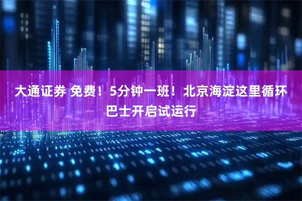 大通证券 免费！5分钟一班！北京海淀这里循环巴士开启试运行