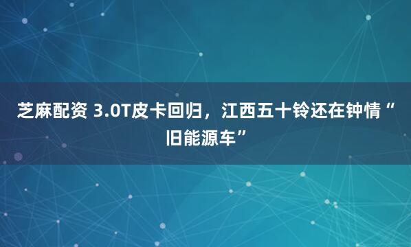 芝麻配资 3.0T皮卡回归，江西五十铃还在钟情“旧能源车”