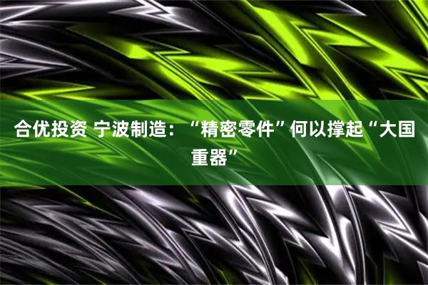 合优投资 宁波制造：“精密零件”何以撑起“大国重器”