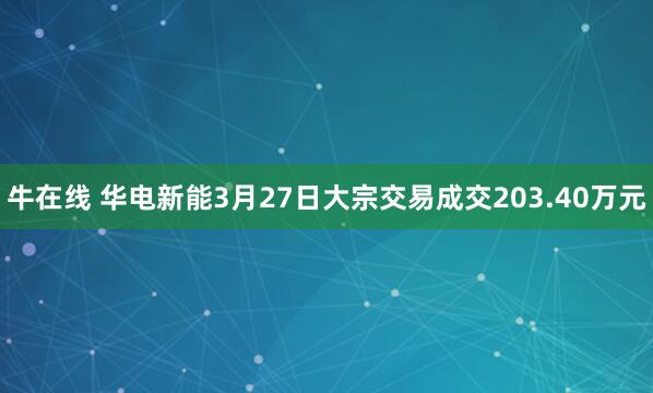 牛在线 华电新能3月27日大宗交易成交203.40万元